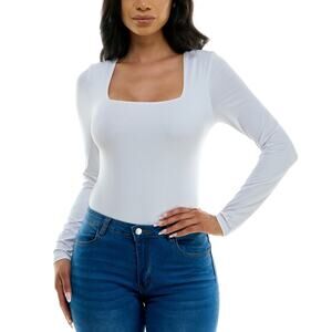 Square-Neck Long-Sleeve Bodysuit Size XL-Crave Fame Juniors'
